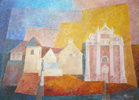 Tetínské kostely, 2007, 70x50, tempera, soukr. sbírka